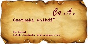 Csetneki Anikó névjegykártya
